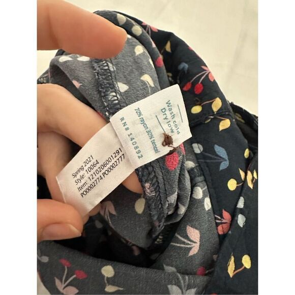 NWT Marine Layer Holli Sleeveless Jumpsuit Blue Cherry Print Pockets Tie Belt XS - Picture 10 of 14